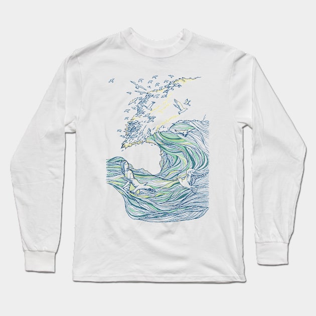 Ocean Breath Long Sleeve T-Shirt by huebucket